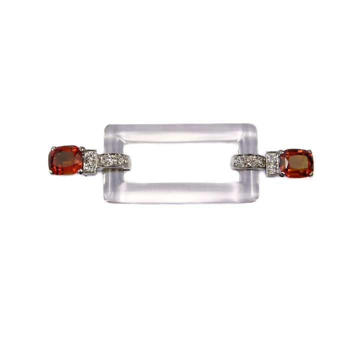 Rock crystal, citrine and diamond openwork brooch by Cartier,